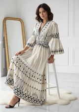 ibBan Cotton Long Tunic Dress with Hand Embroidery - Meerab Long Tunic