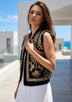 ibBan Hand Embroidered Cotton Canvas Gilet | Luxury Women's Statement Vest - Yara
