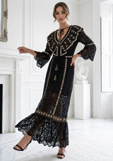 ibBan Women's Luxury Hand Embroidered Lace Maxi Dress - Isobel