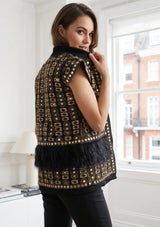 ibBan Women's Luxury Hand Embroidered Winter Vest Coat - Isobel