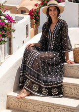 ibBan Hand Embroidered Cotton Maxi Dress | Luxury Boho Resort -Fabiya