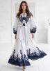 Vestido largo de algodón de cuello redondo para mujer - Naisha