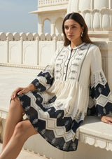 ibBan Cotton Short Tunic with Hand Embroidery-Hira Short Tunic