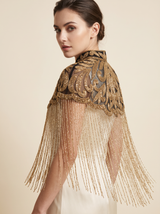 ibBan Beaded Net Neck Cape with Fringe - Linda
