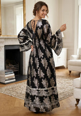 ibBan Hand Embroidered Cotton Lurex Winter Maxi Dress | Luxury Women's Fashion - Sofiya