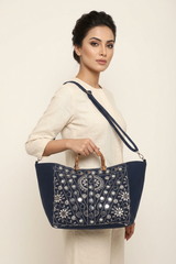 Women's Embroidered Canvas Handbag - Nuria