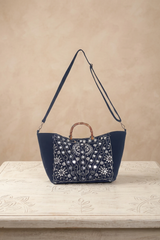 Women's Embroidered Canvas Handbag - Nuria