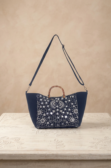 Bolso de Mano de Lona Bordado para Mujer - Nuria
