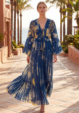 Maxivestido de lino de cuello redondo para mujer - Estilo tubo