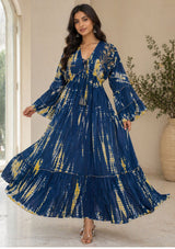 Maxivestido de lino de cuello redondo para mujer - Estilo tubo