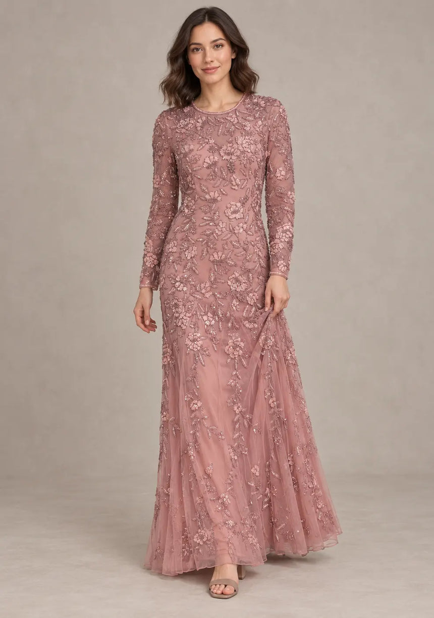 Women’s Party Maxi Dress with Hand Embroidery -