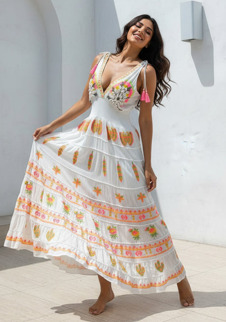 Vestido largo de algodón para mujer - Ava