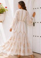 Vestido largo de algodón con cuello redondo para mujer - Bisma