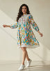 ibBan Printed Cotton Hand Embroidered Short Tunic Dress -Romy