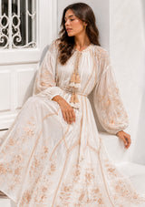 Vestido largo de algodón con cuello redondo para mujer - Bisma