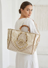 ibBan Hand Embroidered Tote Bag | Premium Cotton Canvas Designer - Vidha