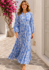 Maxivestido de algodón con cuello en V para mujer - Asheer