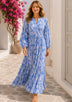 Maxivestido de algodón con cuello en V para mujer - Asheer