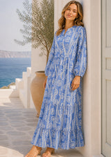 Maxivestido de algodón con cuello en V para mujer - Asheer