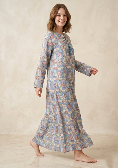 Vestido largo de algodón para mujer - Revina