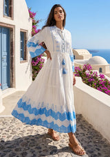 ibBan Cotton Long Tunic Dress with Hand Embroidery - Hira Long Tunic