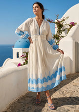 IbBan Women's Cotton Embroidered Long Dress | ibBan Luxury Resort Wear - Hira