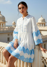 ibBan Cotton Short Tunic with Hand Embroidery-Hira Short Tunic