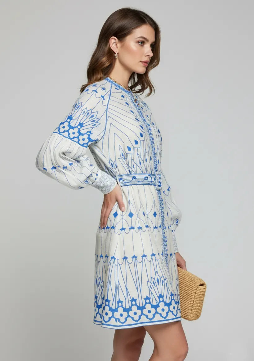 ibBan Cotton Short Dress with Hand Embroidery - Meerab Short Dress