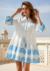 ibBan Cotton Short Tunic with Hand Embroidery-Hira Short Tunic
