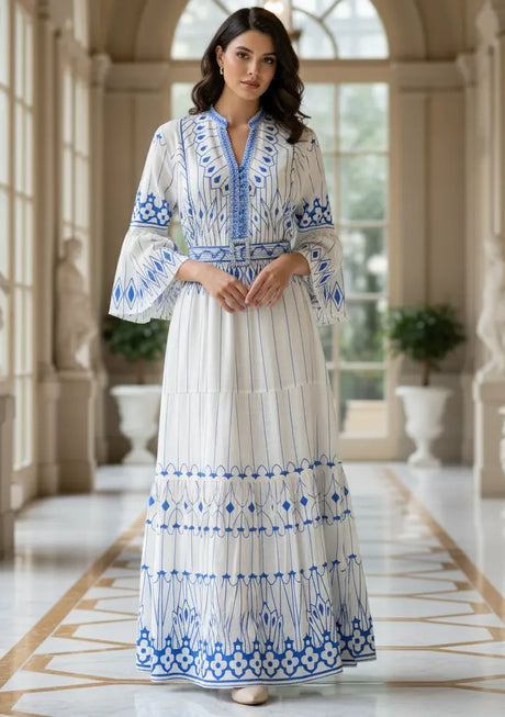 ibBan Cotton Long Tunic Dress with Hand Embroidery - Meerab Long Tunic