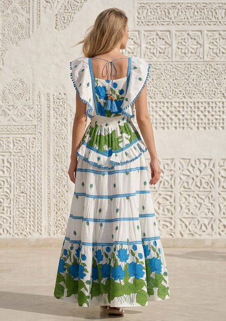 Robe longue en coton brodée main ibBan Akira