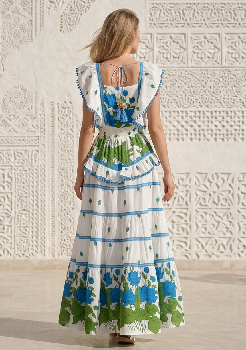 ibBan Hand Embroidered Cotton Maxi Dress-Akira Long Dress