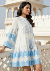 ibBan Cotton Short Tunic with Hand Embroidery-Hira Short Tunic