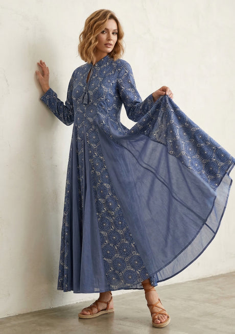 Vestido largo de algodón para mujer - Zoya