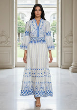 ibBan Cotton Long Tunic Dress with Hand Embroidery - Meerab Long Tunic