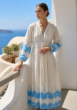 IbBan Women's Cotton Embroidered Long Dress | ibBan Luxury Resort Wear - Hira