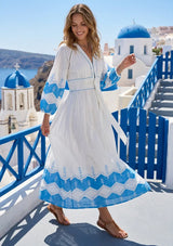 IbBan Women's Cotton Embroidered Long Dress | ibBan Luxury Resort Wear - Hira