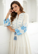 ibBan Cotton Long Tunic Dress with Hand Embroidery - Hira Long Tunic