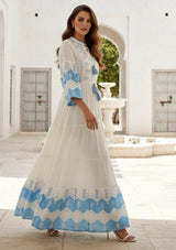 ibBan Cotton Long Tunic Dress with Hand Embroidery - Hira Long Tunic