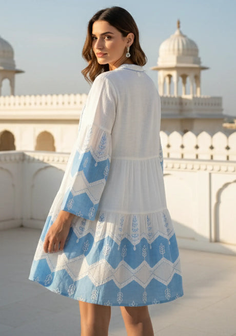 ibBan Cotton Short Tunic with Hand Embroidery-Hira Short Tunic