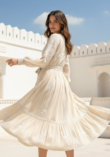 Vestido largo de algodón para mujer - Bisma