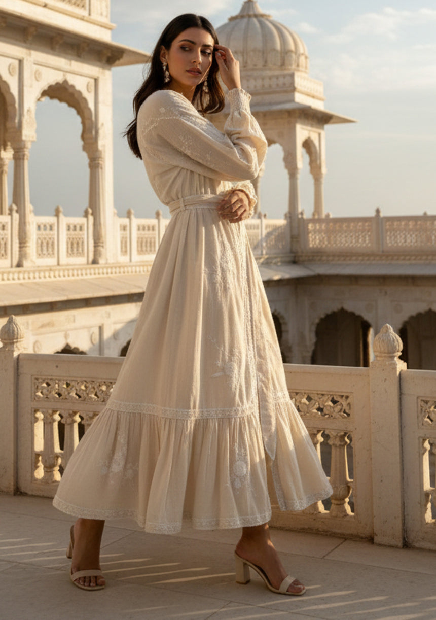 Vestido largo de algodón para mujer - Bisma