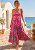 ibBan Embroidered Cotton Strap Maxi Dress with Floral Print - Huwa