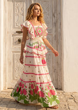 ibBan Hand Embroidered Cotton Maxi Dress-Akira Long Dress