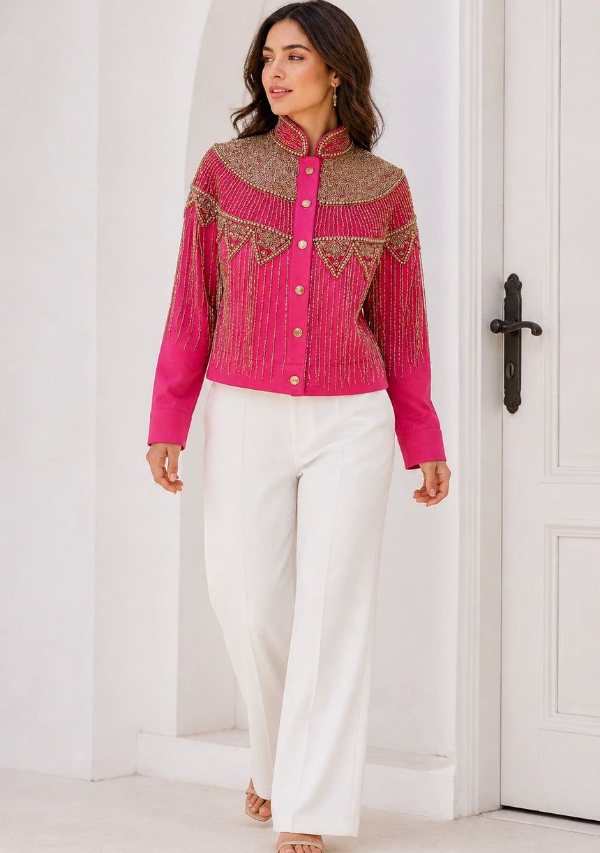 Chaqueta de lona artesanal para mujer - Collar
