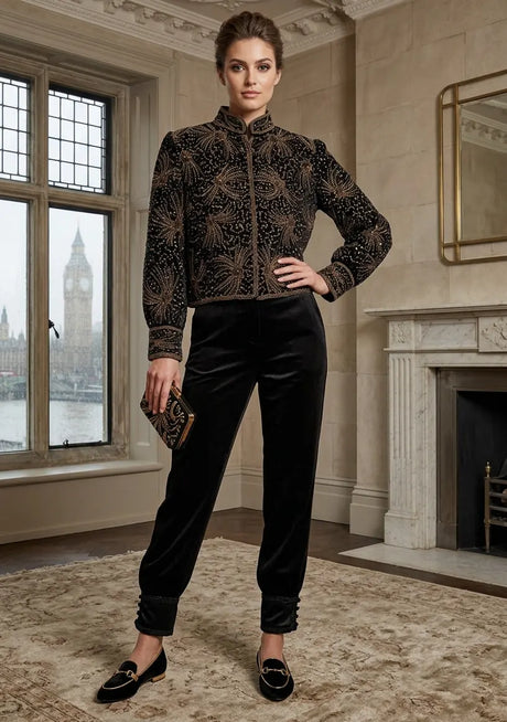 ibBan Luxury Heavy Hand Embroidered Winter Jacket | Women's Designer Statement Jacket - Idli