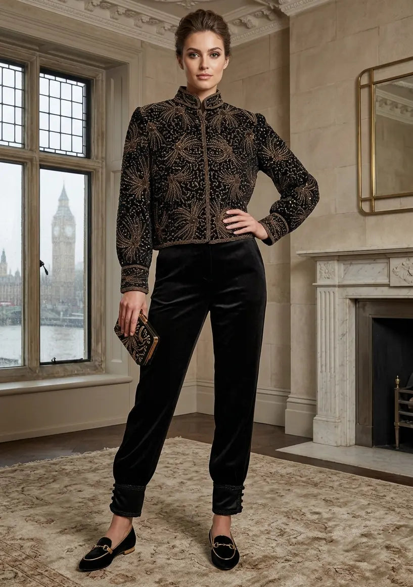 ibBan Luxury Heavy Hand Embroidered Winter Jacket | Women's Designer Statement Jacket - Idli