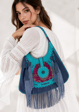 Bolso de cuero bordado para mujer - Ibiza