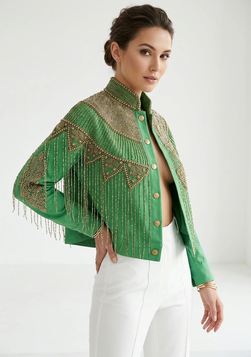 Chaqueta de lona artesanal para mujer - Collar