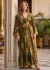 Maxivestido de lino de cuello redondo para mujer - Estilo tubo